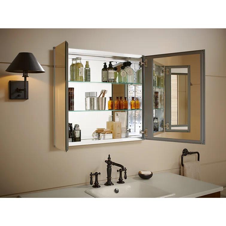 CLC Aluminum Two-Door Medicine Cabinet With Mirrored Doors, Beveled Edges