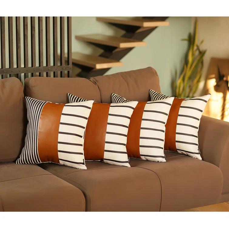 Faux Leather Throw Pillow Cover (Set of 4)