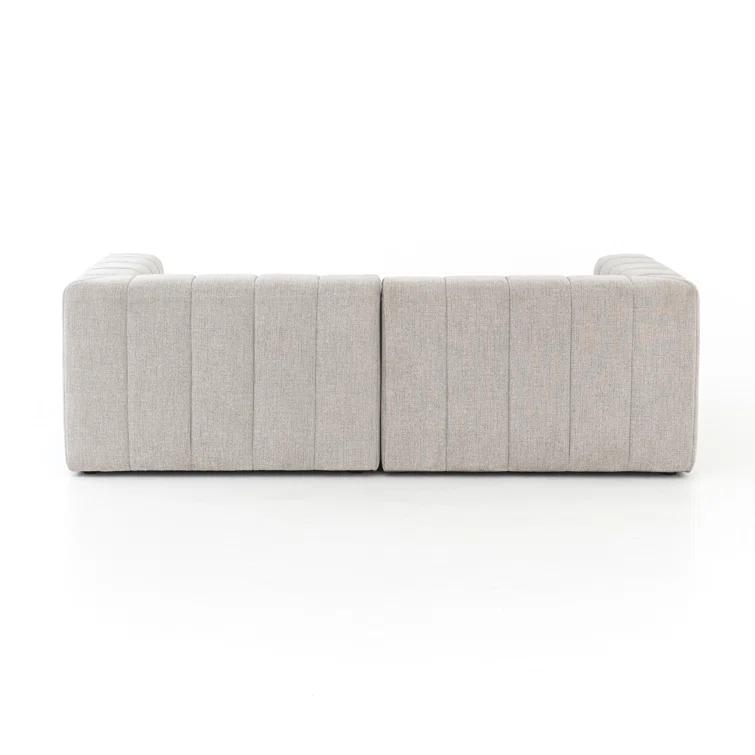 Langham Tufted Napa Sandstone Fabric Sectional with Ottoman