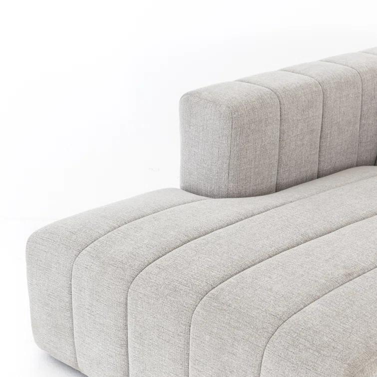 Langham Tufted Napa Sandstone Fabric Sectional with Ottoman
