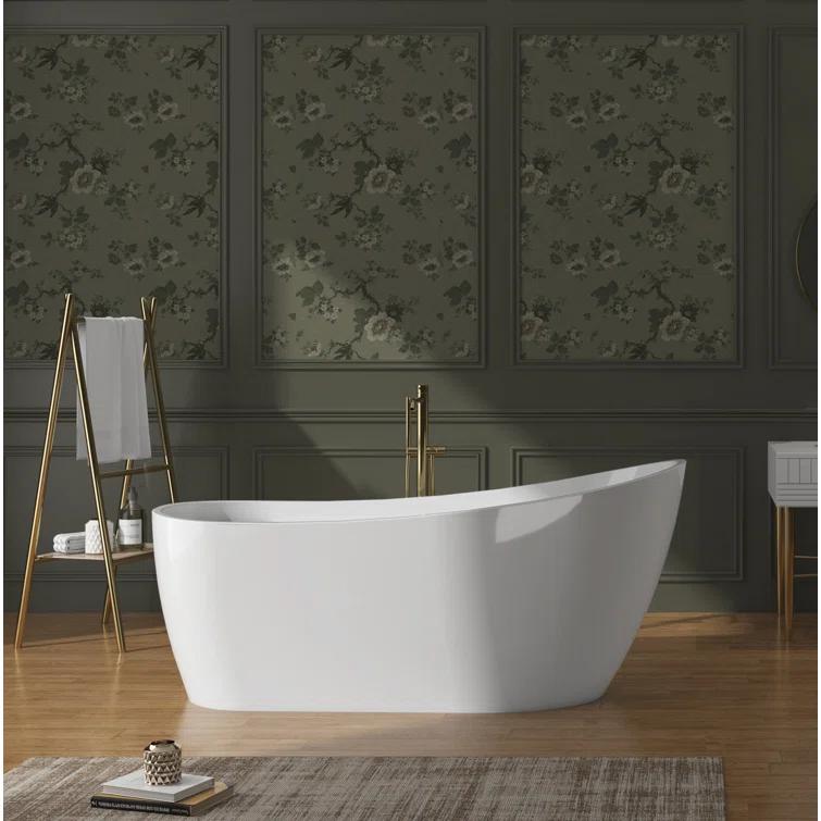 59" x 28" Freestanding Soaking Fiberglass Bathtub