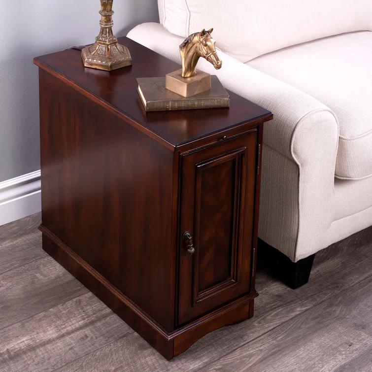 Plantation Cherry Wood Rectangular Side Table with Storage