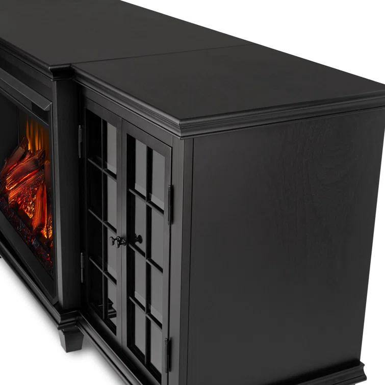 Marlowe 70" Electric Fireplace TV Stand in Black by Real Flame