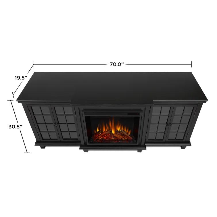 Marlowe 70" Electric Fireplace TV Stand in Black by Real Flame