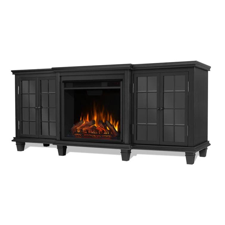 Marlowe 70" Electric Fireplace TV Stand in Black by Real Flame