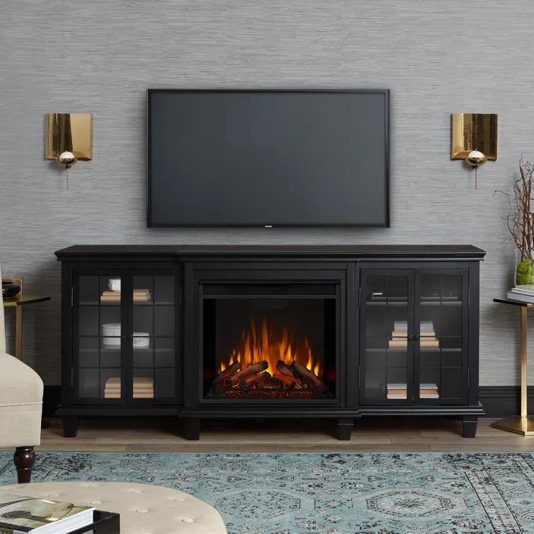 Marlowe 70" Electric Fireplace TV Stand in Black by Real Flame