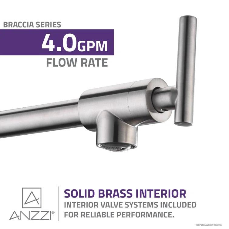 ANZZI ANZZI Braccia Series 24" Wall Mounted Pot Filler With Accessories KF-AZ258BN