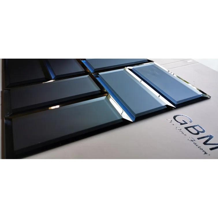 Abolos Frosted Reflections 3 in. x 6 in. Matte Glass Mirror Beveled Subway Decorative Kitchen & Bathroom Wall Tile