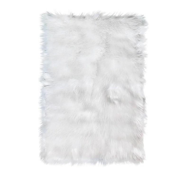 Diller White Faux Sheepskin Fur Machine Washable Shag Fluffy Area Rug