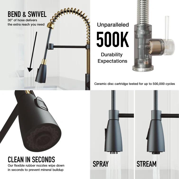 Brant EternalSeal Single Handle Pull-Down Kitchen Faucet with Dual Mode Sprayer