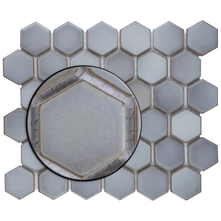 Merola Tile Hudson Due 2" Hex 10-7/8 " x 12-5/8 " Porcelain Mosaic Floor and Wall Tile