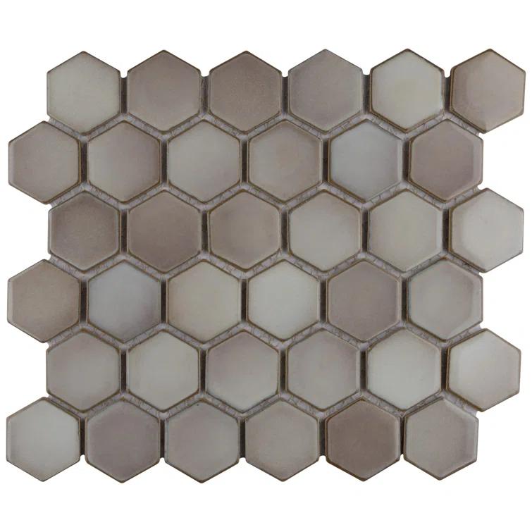 Merola Tile Hudson Due 2" Hex 10-7/8 " x 12-5/8 " Porcelain Mosaic Floor and Wall Tile