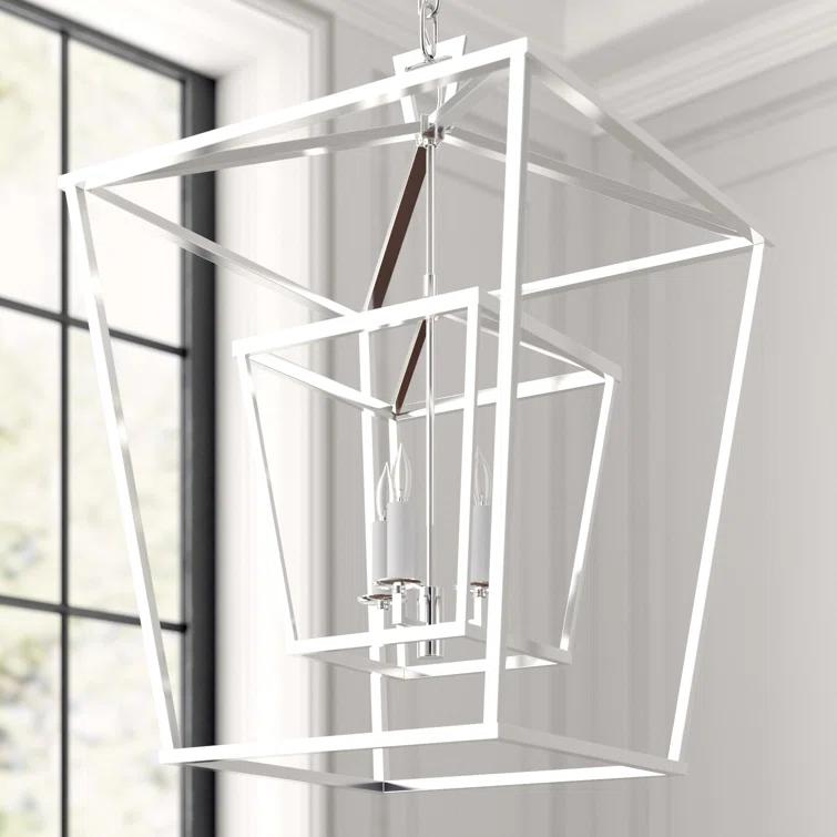 Darlana 24.5" Polished Nickel Crystal Double Cage Pendant Light