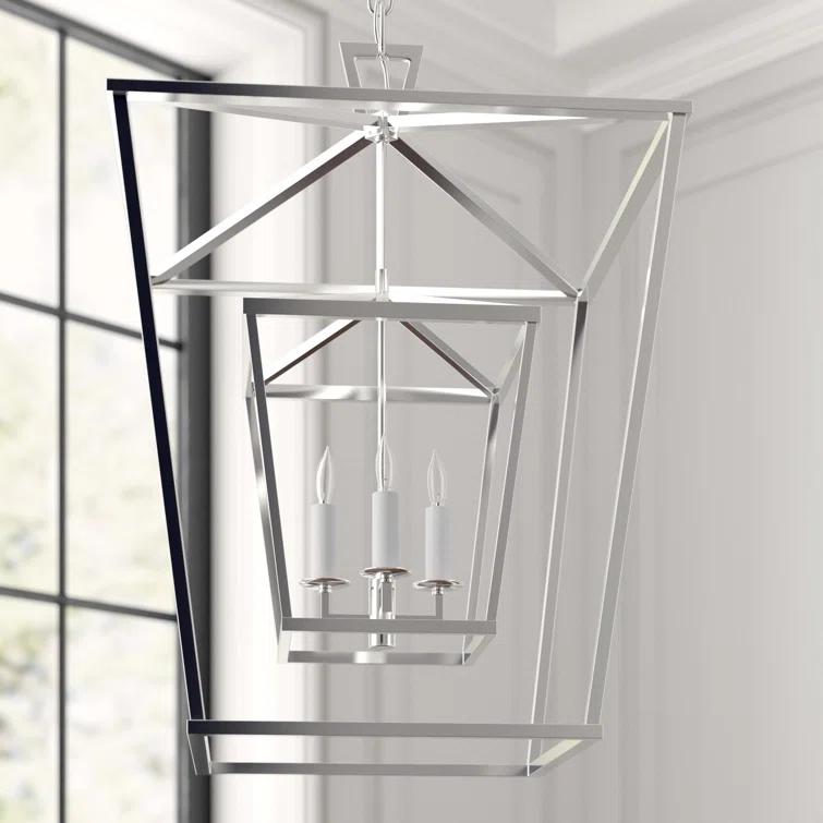 Darlana 24.5" Polished Nickel Crystal Double Cage Pendant Light