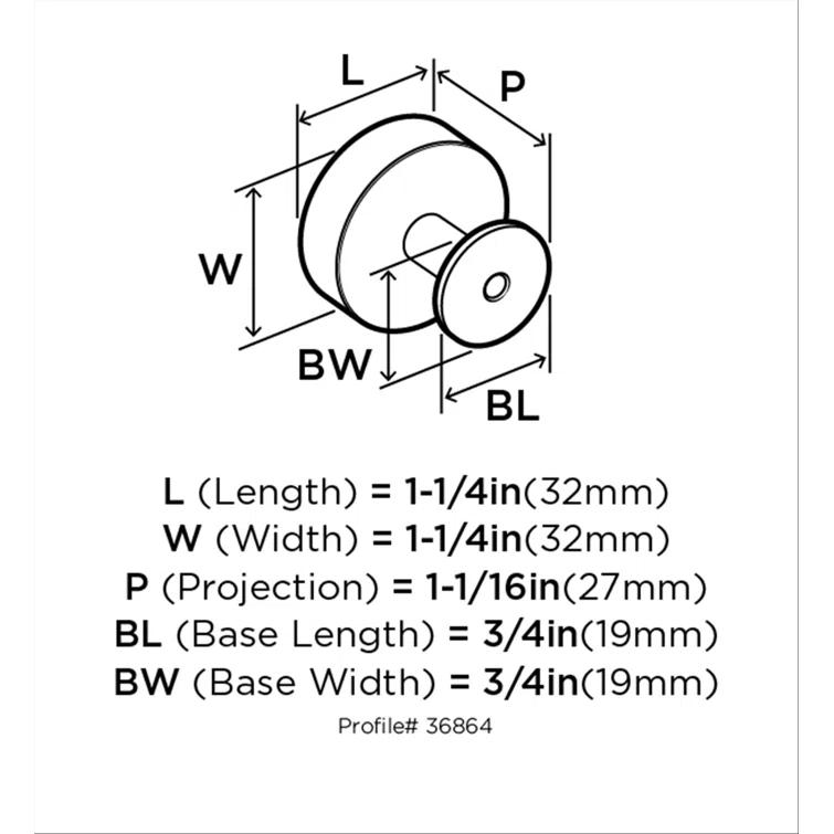 Radius 1 1/4" Diameter Round Knob