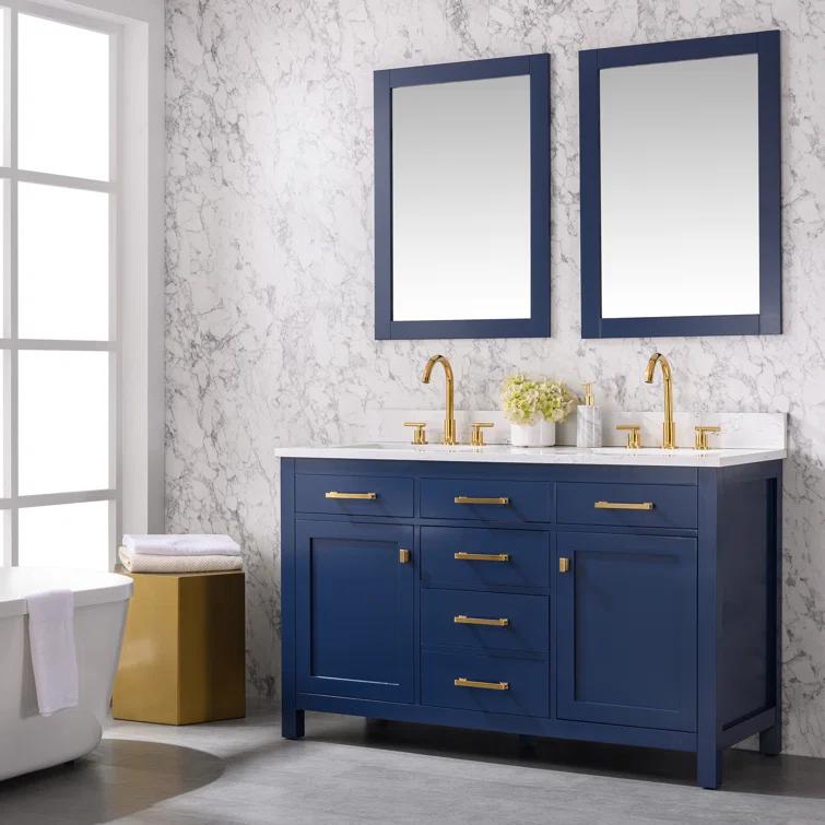 Atencio 54'' Free-standing Double Bathroom Vanity with Engineered Stone Vanity Top