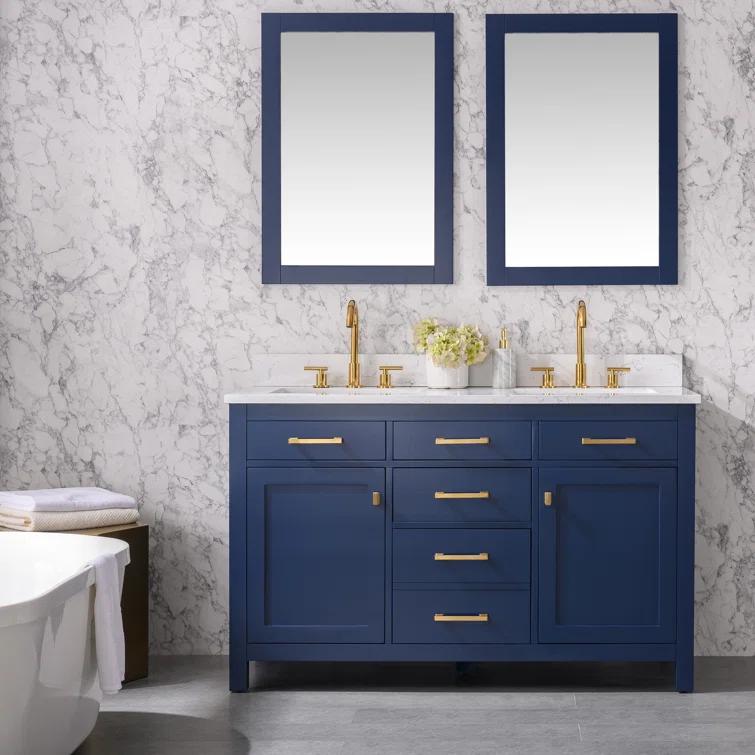 Atencio 54'' Free-standing Double Bathroom Vanity with Engineered Stone Vanity Top