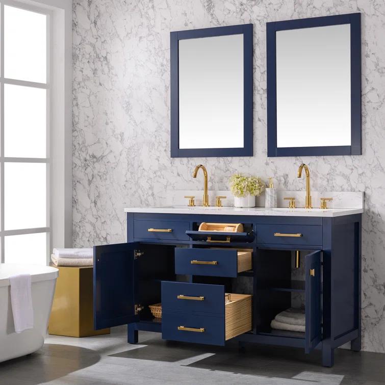 Atencio 54'' Free-standing Double Bathroom Vanity with Engineered Stone Vanity Top