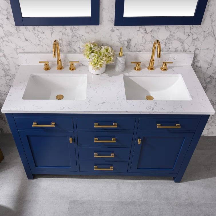 Atencio 54'' Free-standing Double Bathroom Vanity with Engineered Stone Vanity Top