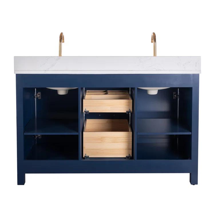 Atencio 54'' Free-standing Double Bathroom Vanity with Engineered Stone Vanity Top