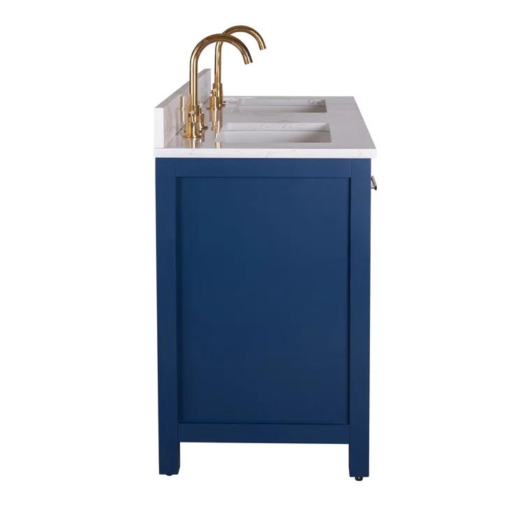 Atencio 54'' Free-standing Double Bathroom Vanity with Engineered Stone Vanity Top