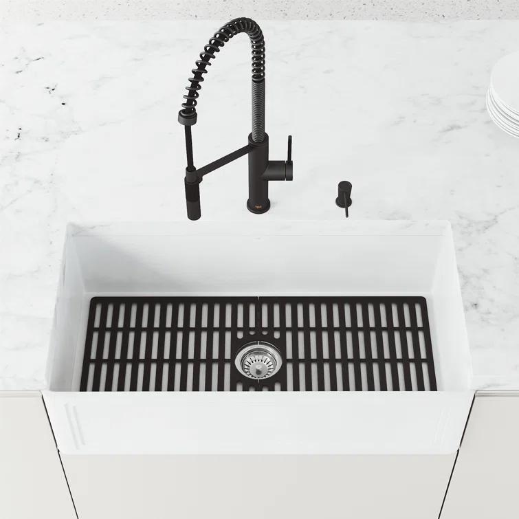 Silicone Grid VIGO Matte Stone 32" L x 15" W Bottom Sink Grid for 36 in. Single Bowl Kitchen Sink