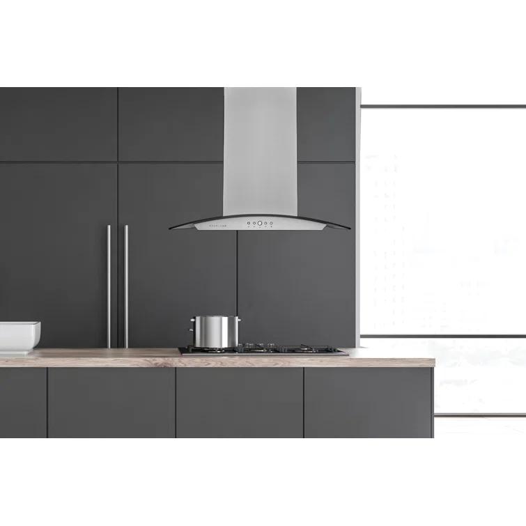 Hauslane Hauslane 30" Stainless Steel 600 CFM Convertible Island Range Hood with Baffle Filter IS-200SS-30