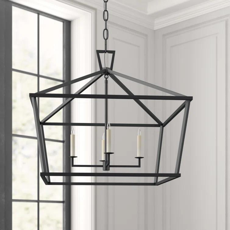 Elegant Darlana 25" Polished Nickel Crystal Lantern Chandelier