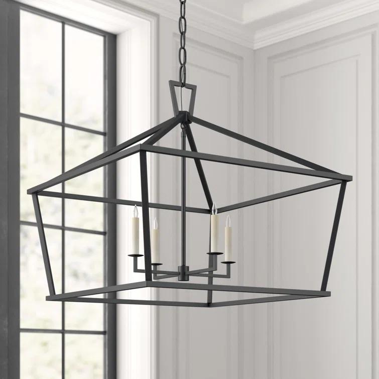 Elegant Darlana 25" Polished Nickel Crystal Lantern Chandelier