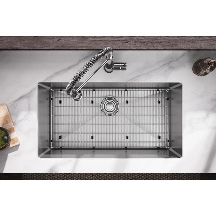 Elkay EFRU311610TFC Crosstown Stainless Steel 33" L x 18" W Undermount Kitchen Sink with Faucet