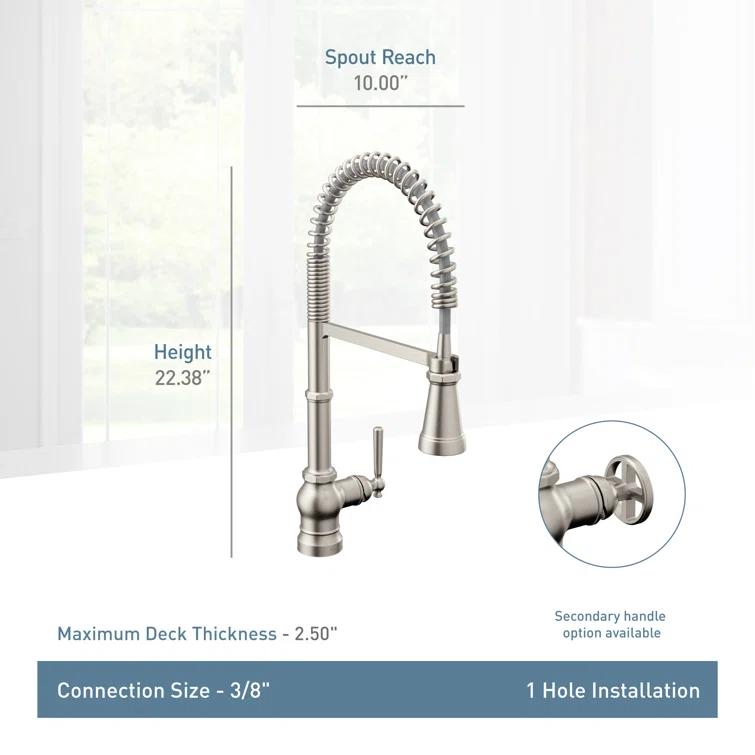Paterson Spring Pull Down Single Handle Kitchen Faucet with Accessories and with Power Boost
