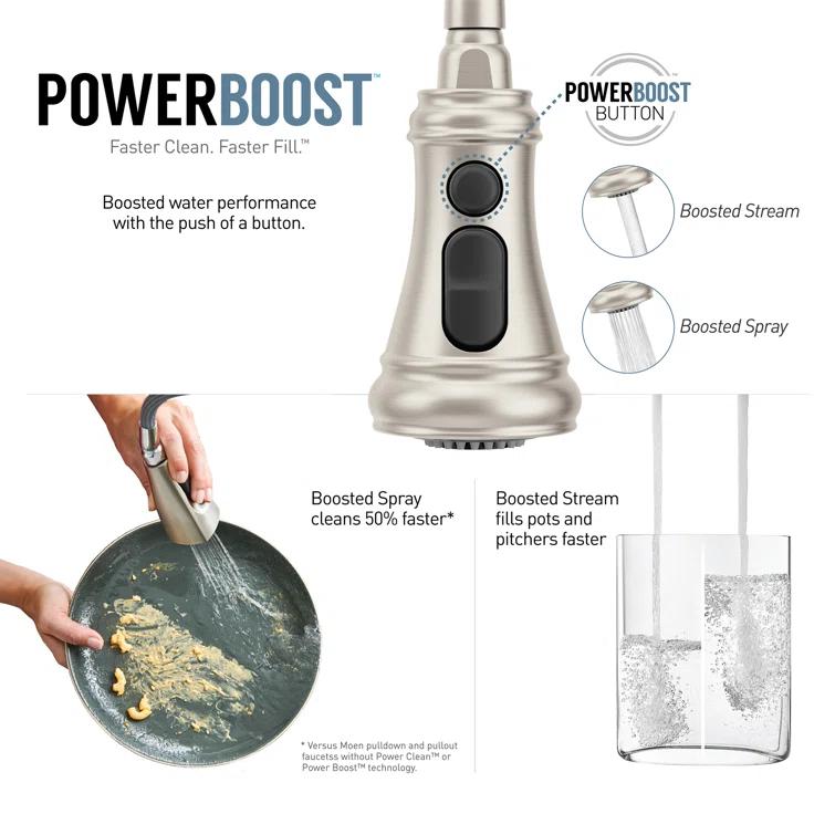 Moen Weymouth MotionSense Wave Single Handle Pre-Rinse Spring Pulldown Kitchen Faucet