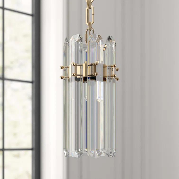 14.25" Crystal Antique Brass Indoor/Outdoor Pendant Light