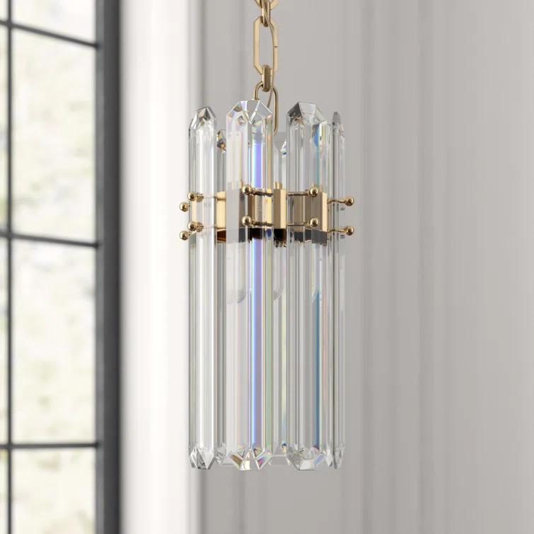 14.25" Crystal Antique Brass Indoor/Outdoor Pendant Light