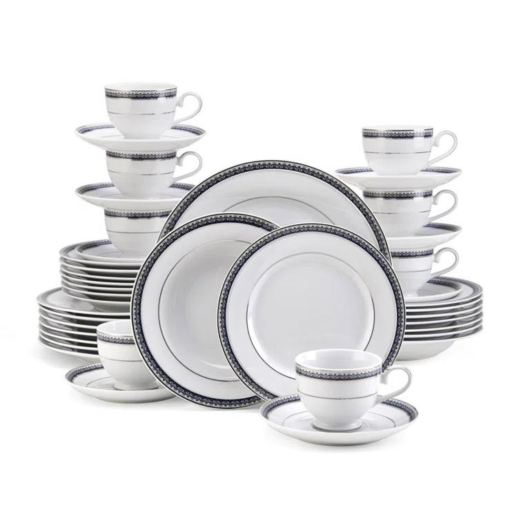 Mikasa Platinum Crown 40-Piece Porcelain Dinnerware Set, Service for 8