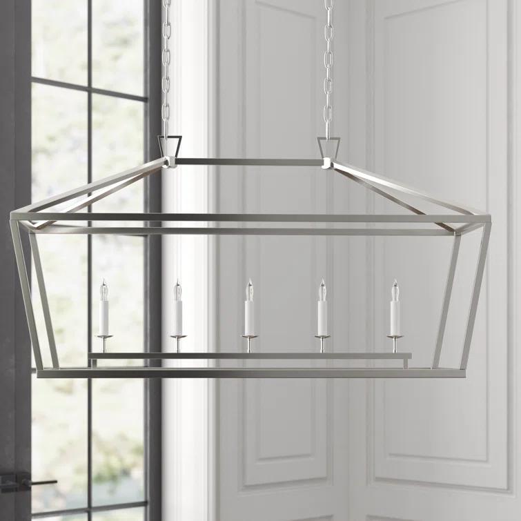 Polished Nickel 5-Light Indoor Linear Chandelier