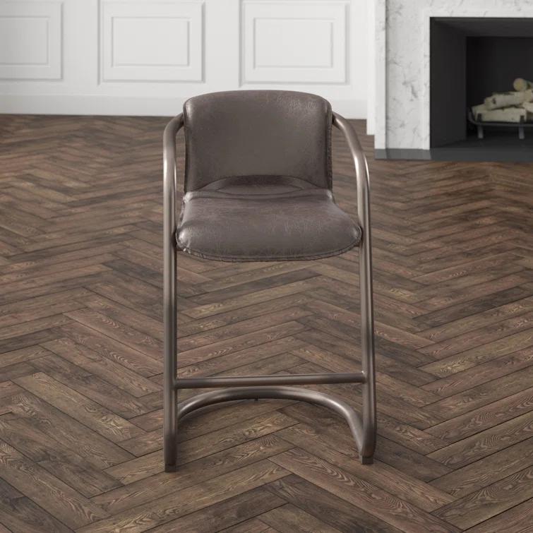 Chiavari Distressed Jet Brown Leather Counter Chair Duo