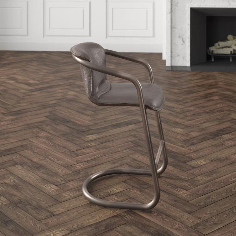 Chiavari Distressed Jet Brown Leather Counter Chair Duo