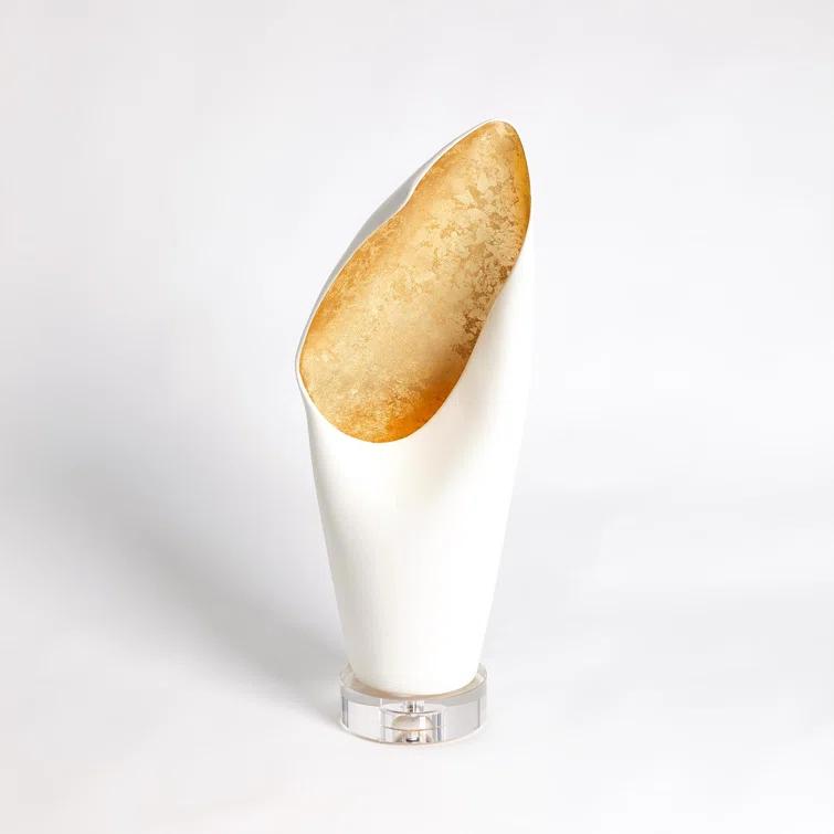 Cowl Lamp-White w/Leaf-Sm