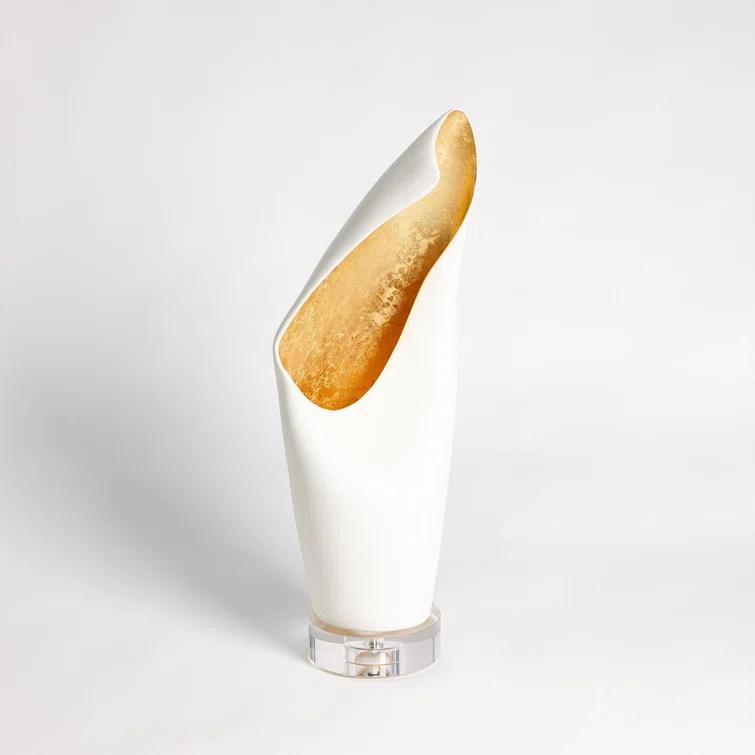 Cowl Lamp-White w/Leaf-Sm