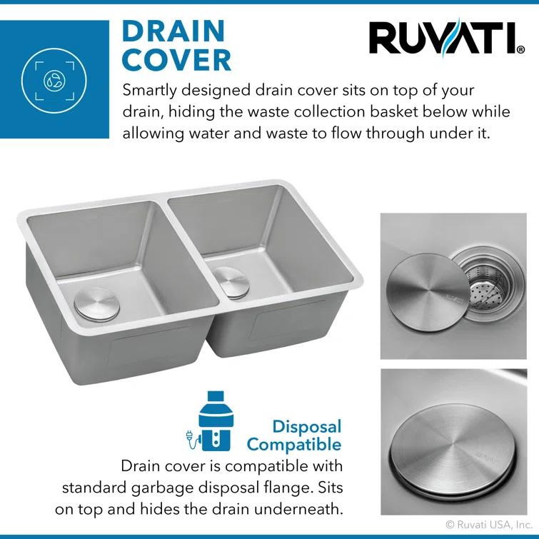 Ruvati RVM5077 Ruvati 28-inch Undermount Kitchen Sink 50/50 Double Bowl 16 Gauge Stainless Steel