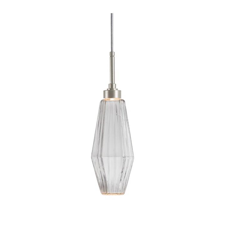 Aalto Abstract Mini LED Pendant in Gilded Brass with Optic Rib Clear Glass