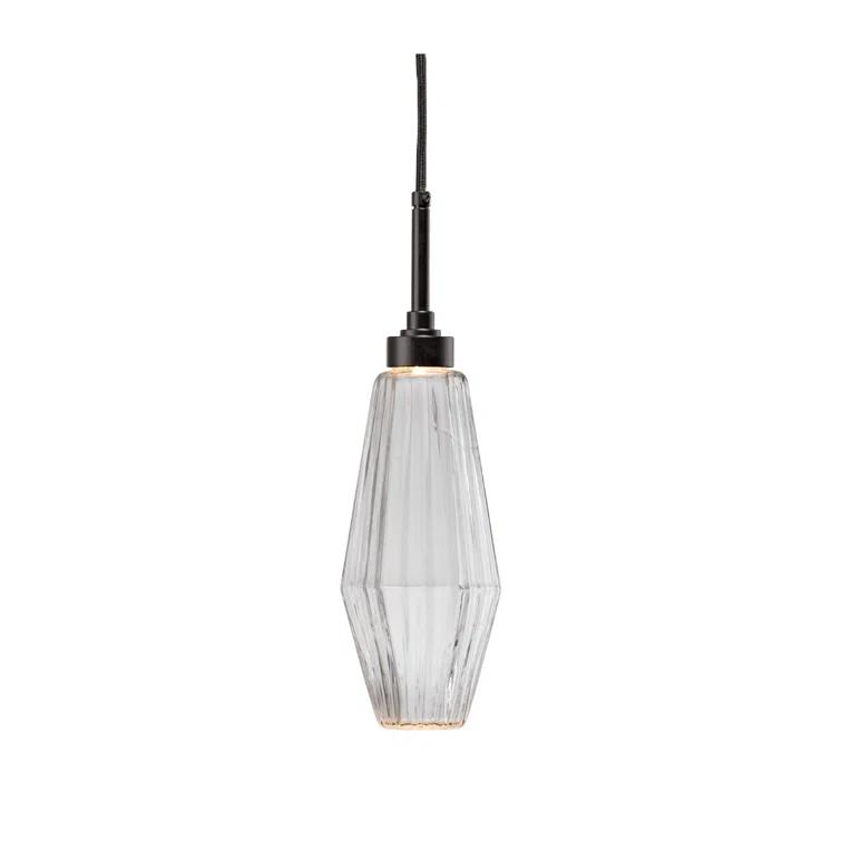 Aalto Abstract Mini LED Pendant in Gilded Brass with Optic Rib Clear Glass