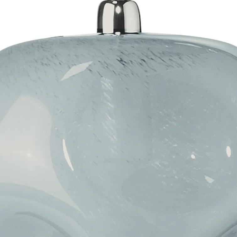 Jamie Young Co Large Coastal Dimpled Glass Pendant in Cornflower Blue/Silver