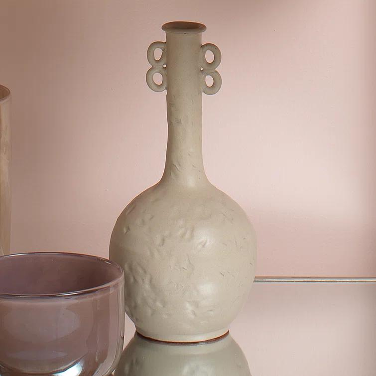 Jamie Young Co Large Transitional Ceramic Babar Vase in Beige