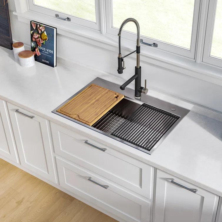 Kraus KWT310-30-100-75MB Kore 30" L x 19" W Drop-in Kitchen Sink with Accessories