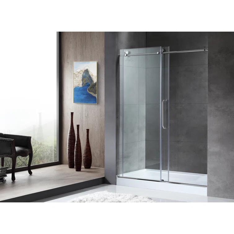 Madam Series 48" W x 76" H Single Sliding Semi-Frameless Shower Door