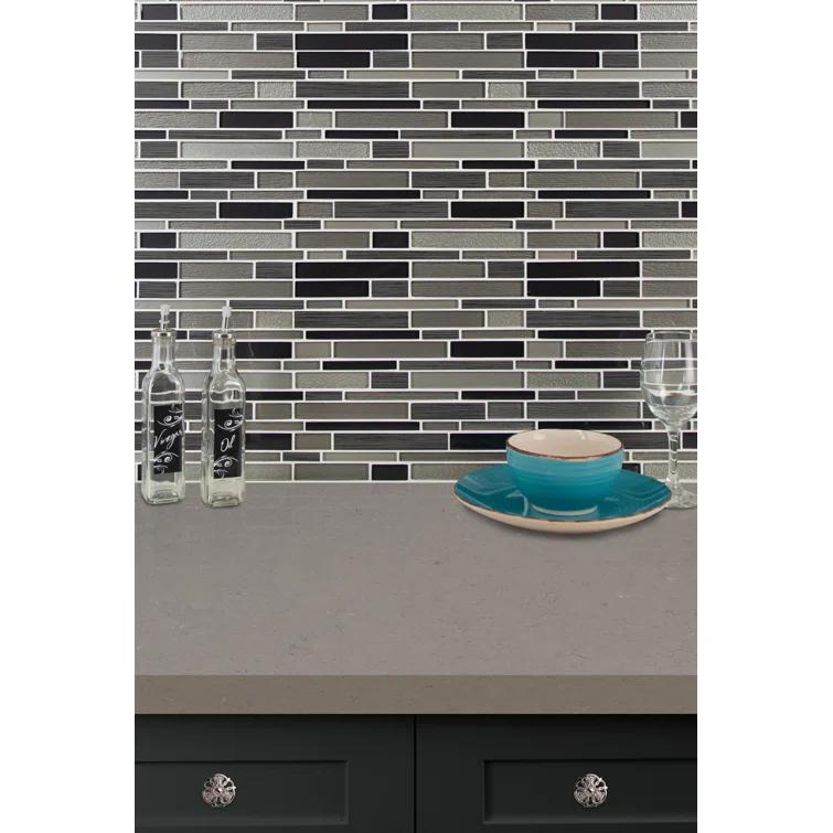 Ackland Metro Gris Blend Interlocking Random Sized Mixed Material Glass Mosaic Tile