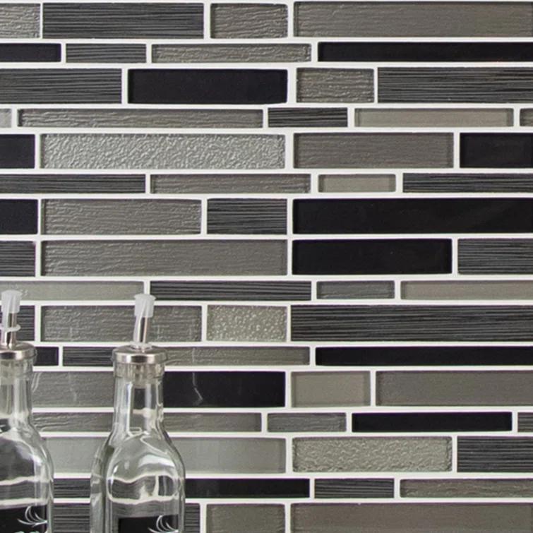 Ackland Metro Gris Blend Interlocking Random Sized Mixed Material Glass Mosaic Tile
