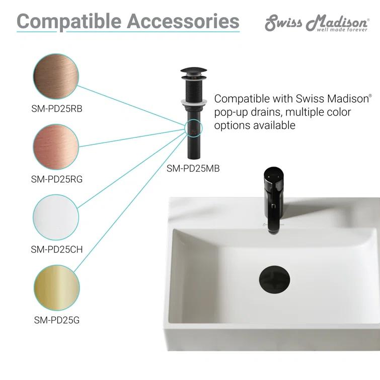 Swiss Madison SM-VS273 Château 18 Square Ceramic Vessel Sink